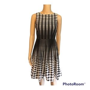 Talbots NWOT black and white sleeveless fit and flare dress in size 2P